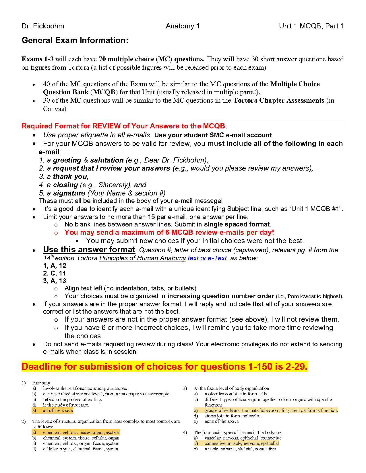 anatomy and physiology exam 1 answer key