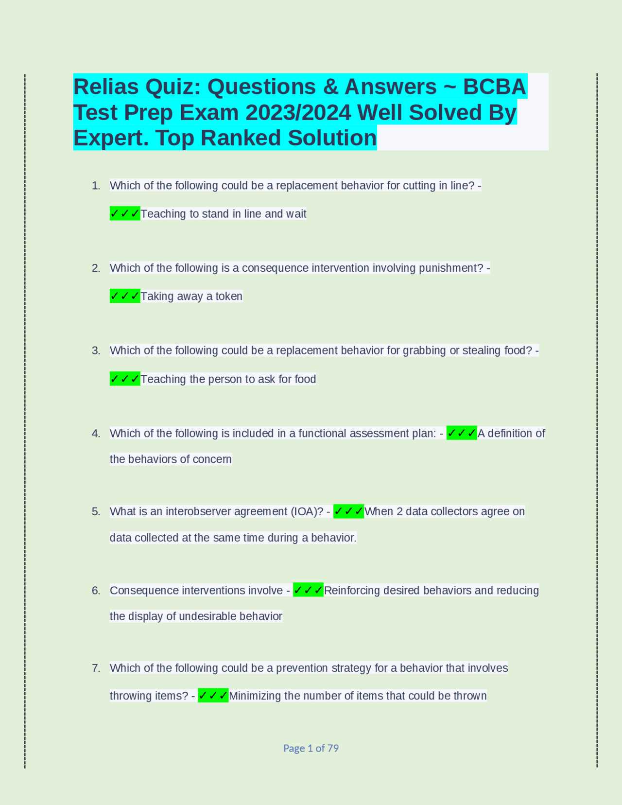 answer key relias exam answers