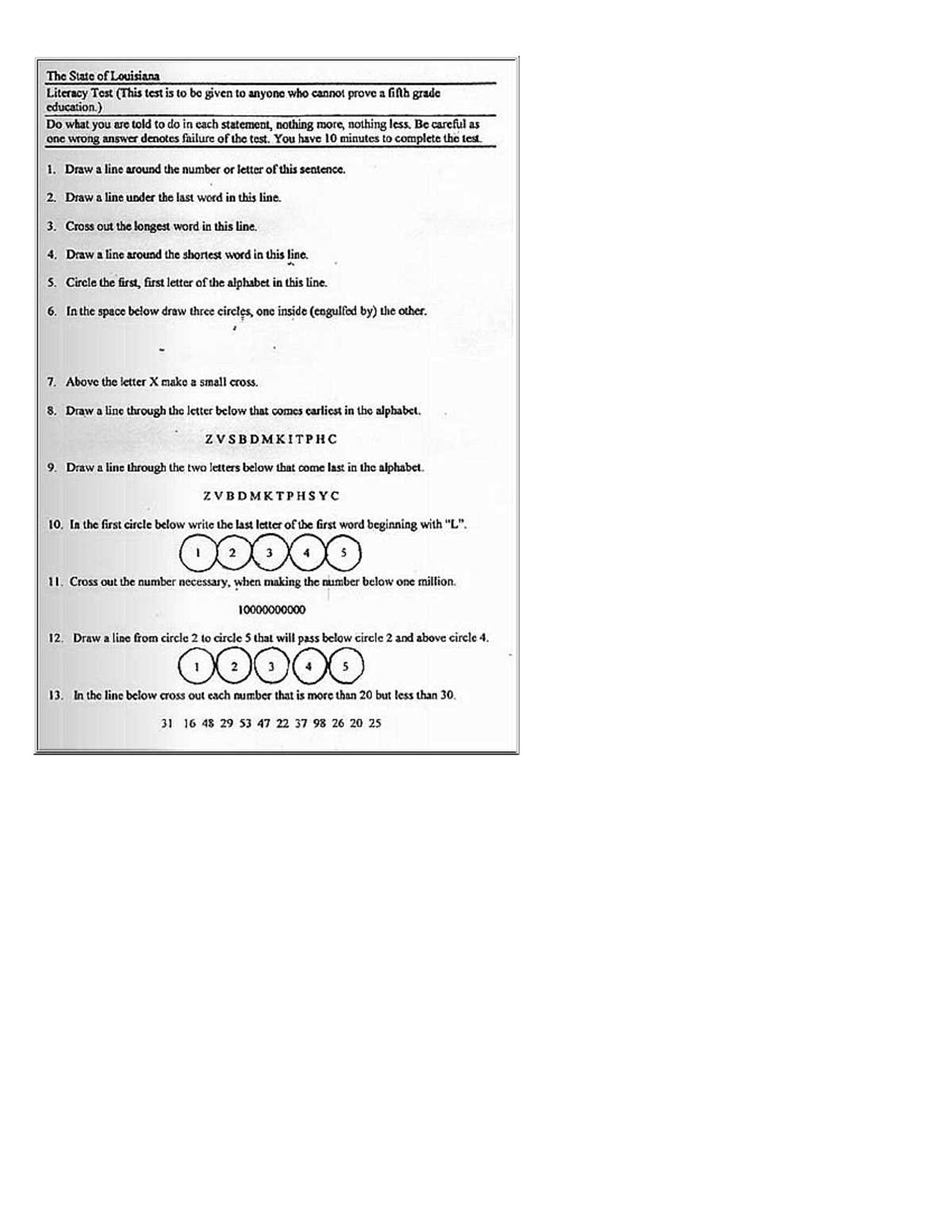 answer key to louisiana literacy test