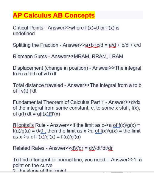 ap calc ab practice exam answers