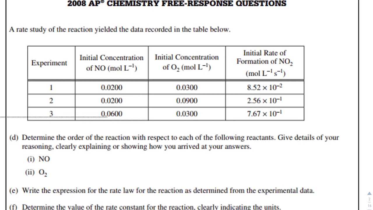 ap chemistry 2008 free response answers