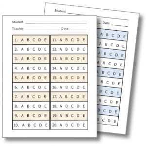 ap exam multiple choice answer sheet