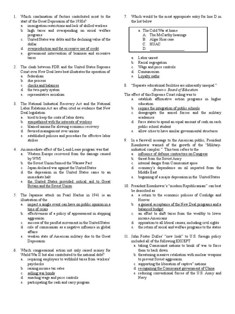 apush 2025 practice exam mcq answers