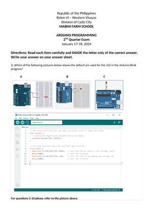 arduino exam questions and answers