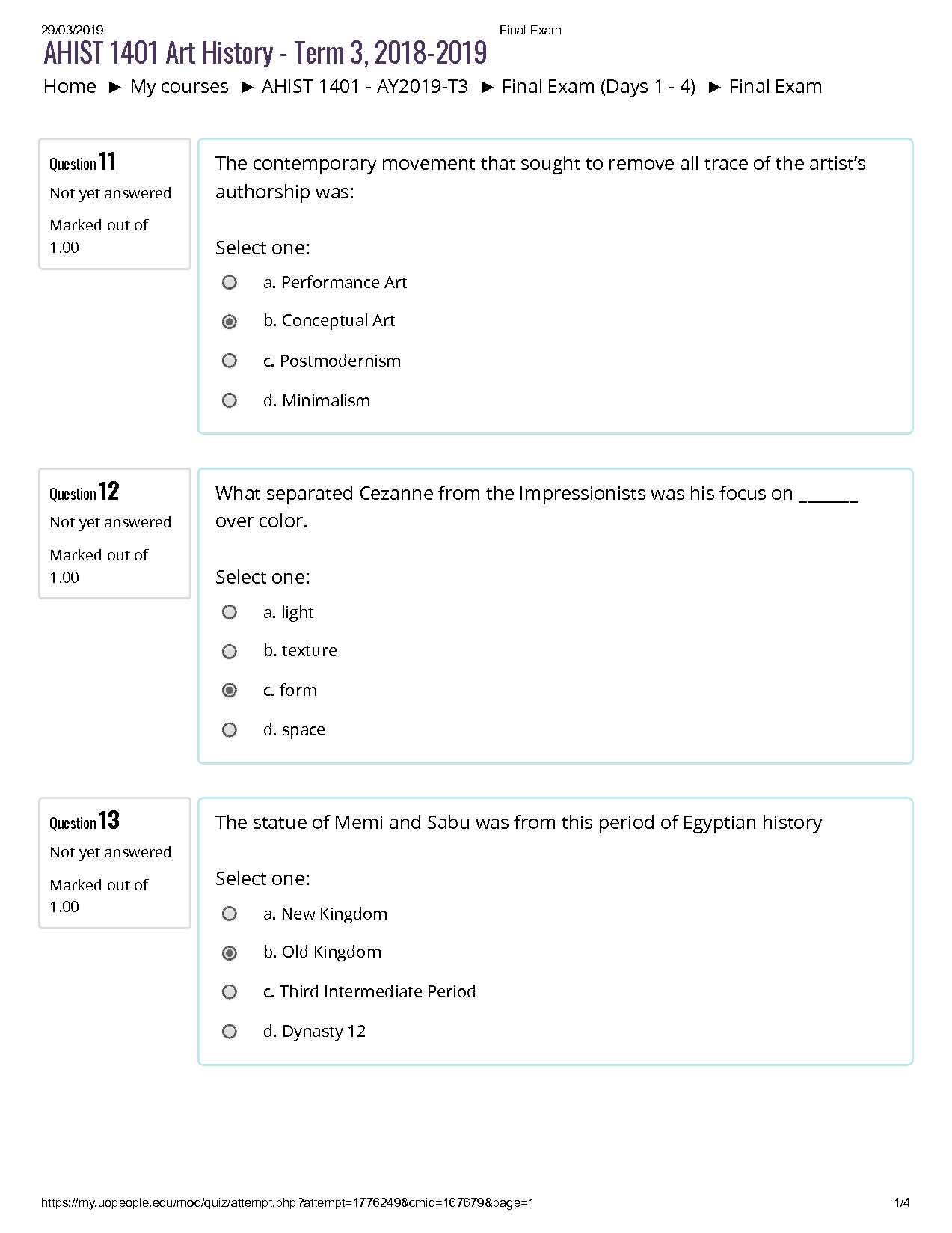 art history final exam answers