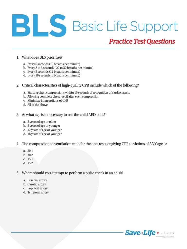 basic life support exam a 2016 answers