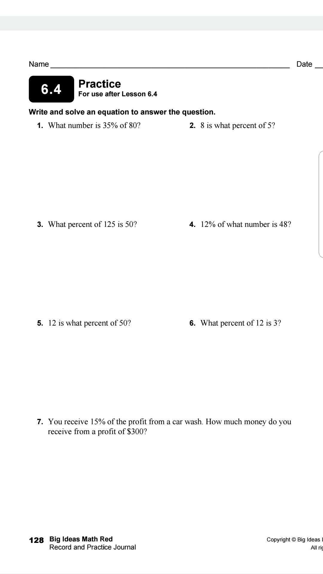 big ideas math red answers grade 7