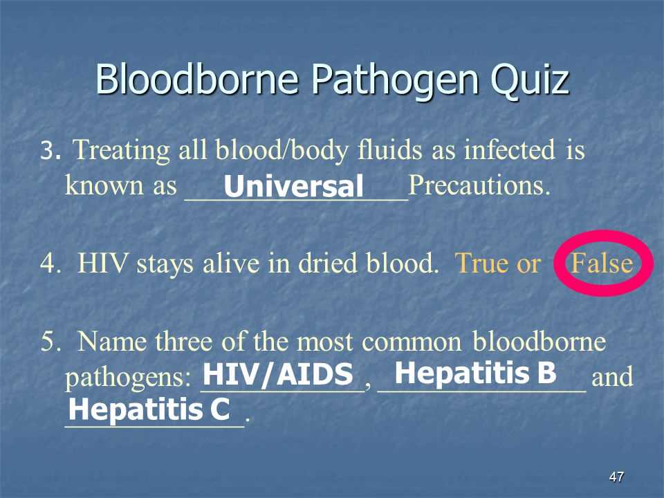 blood pathogens test answers