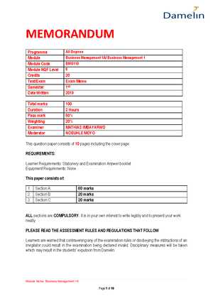 business management module 1 exam 3 answers