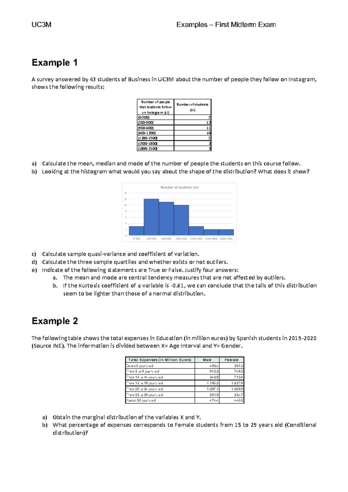 business statistics midterm exam answers