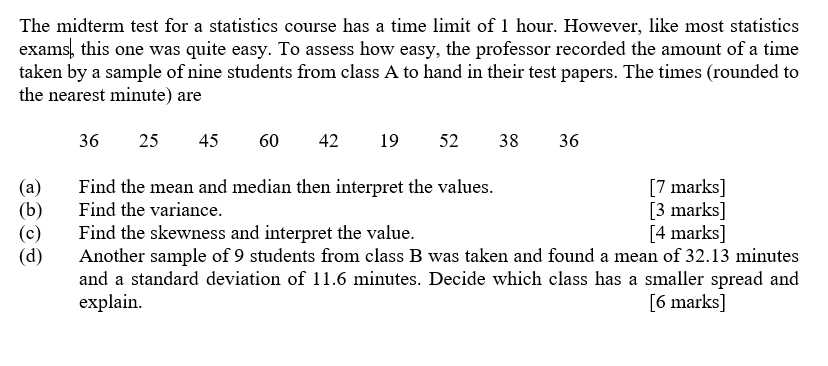 business statistics midterm exam answers