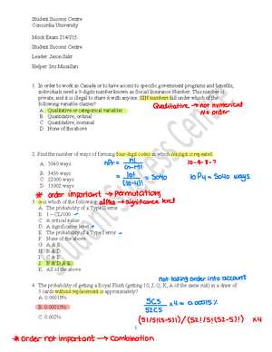 business statistics midterm exam answers