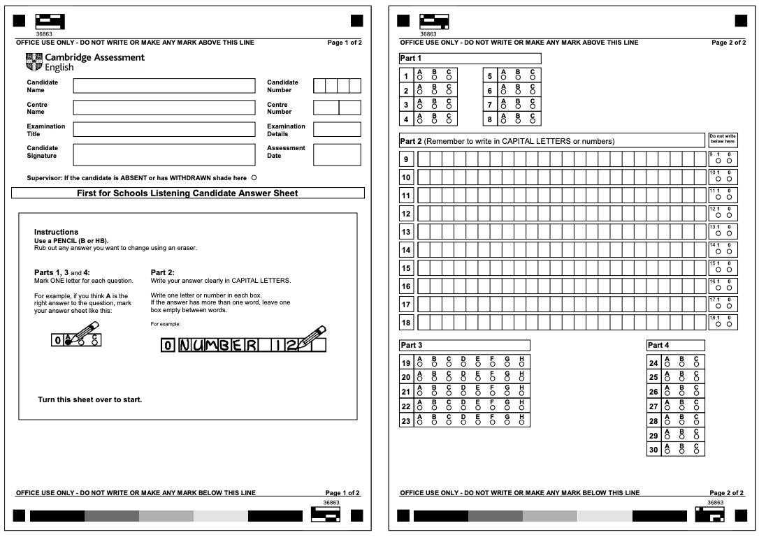 cambridge exam answers