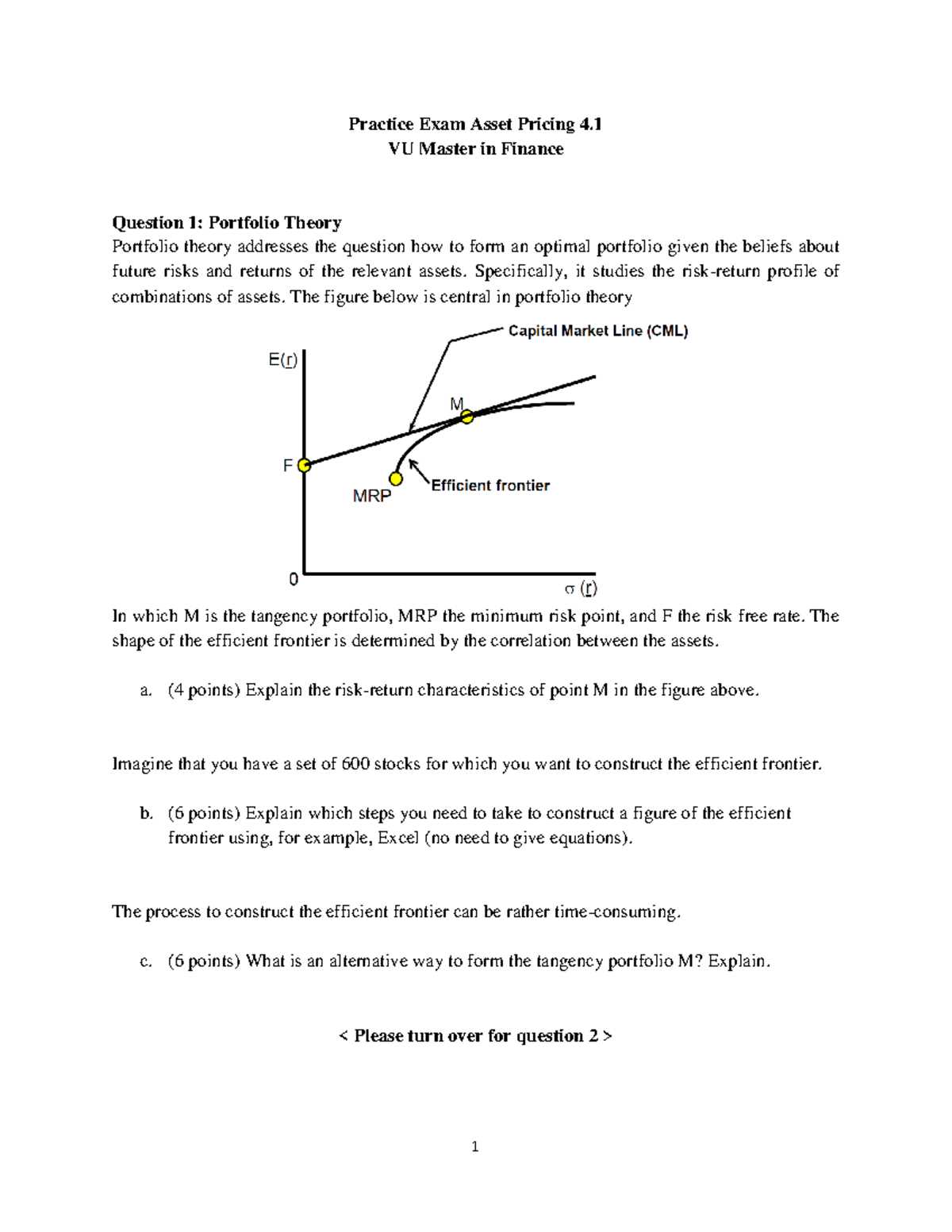 capital asset pricing model exam questions and answers