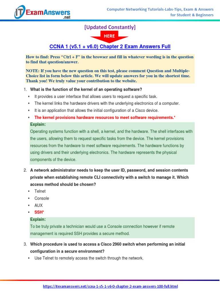 ccna chapter 2 exam answers