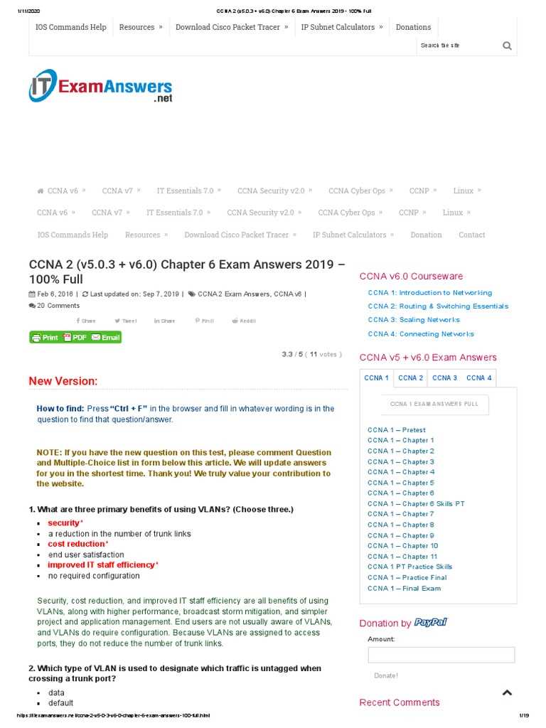 ccna chapter 6 exam answers