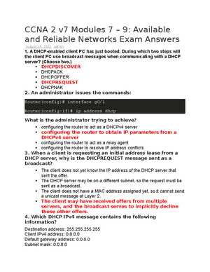 ccna chapter 9 exam answers