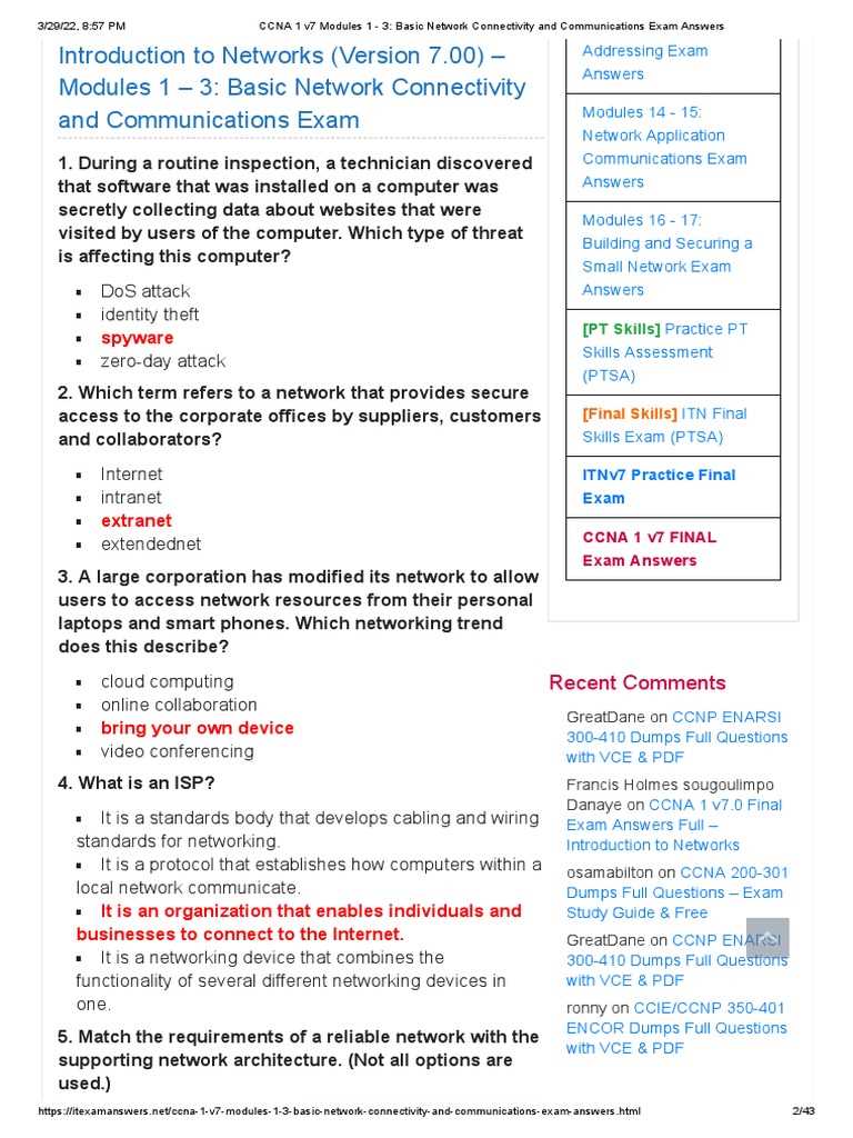 ccna itn exam answers