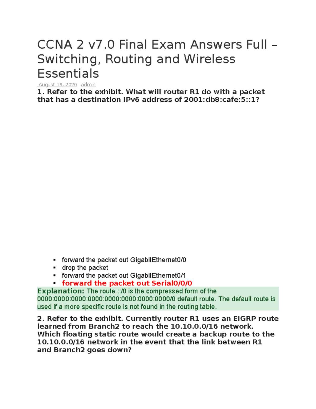 ccna2 chapter 4 exam