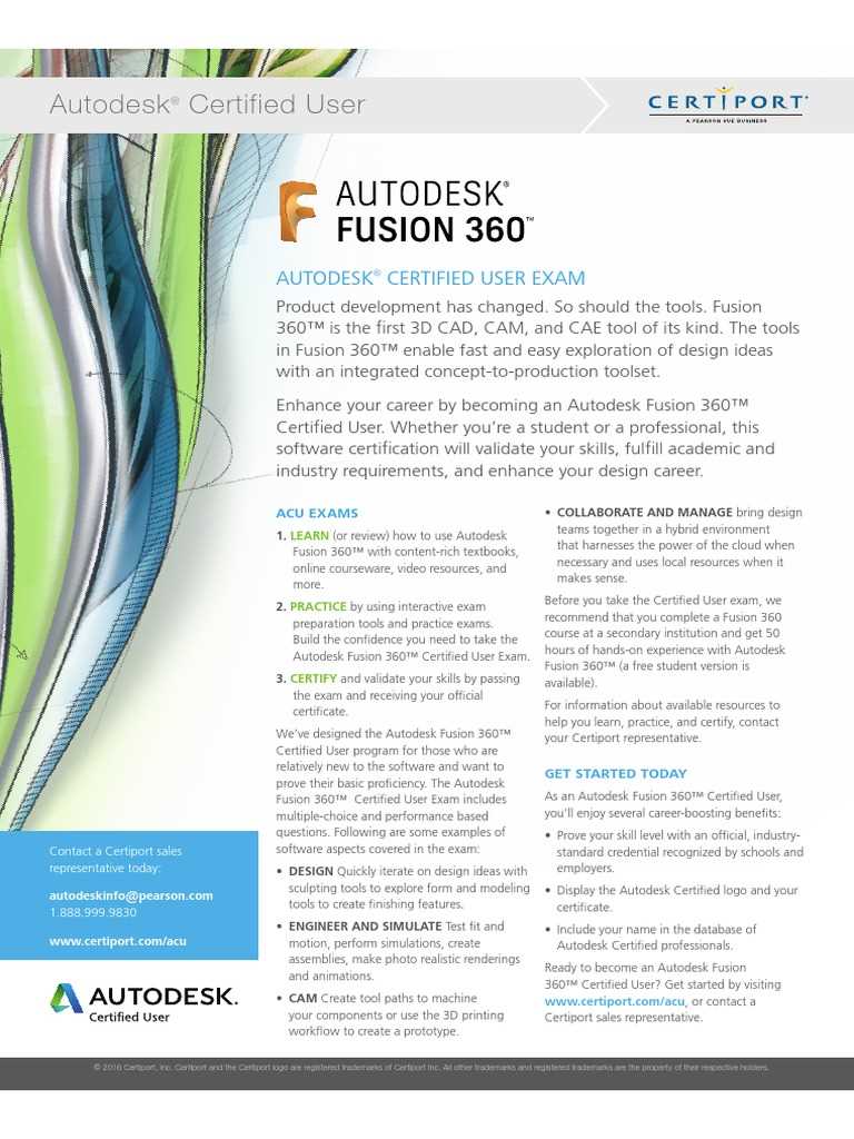 certiport fusion 360 exam answers