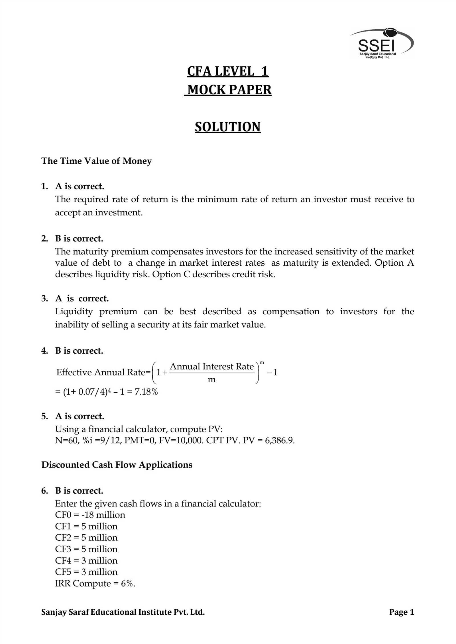 cfa level 1 mock exam