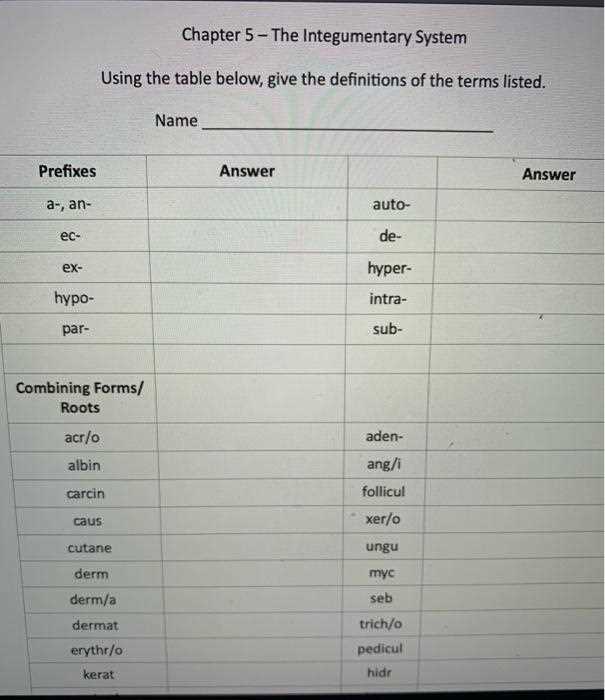 chapter 5 the integumentary system answers