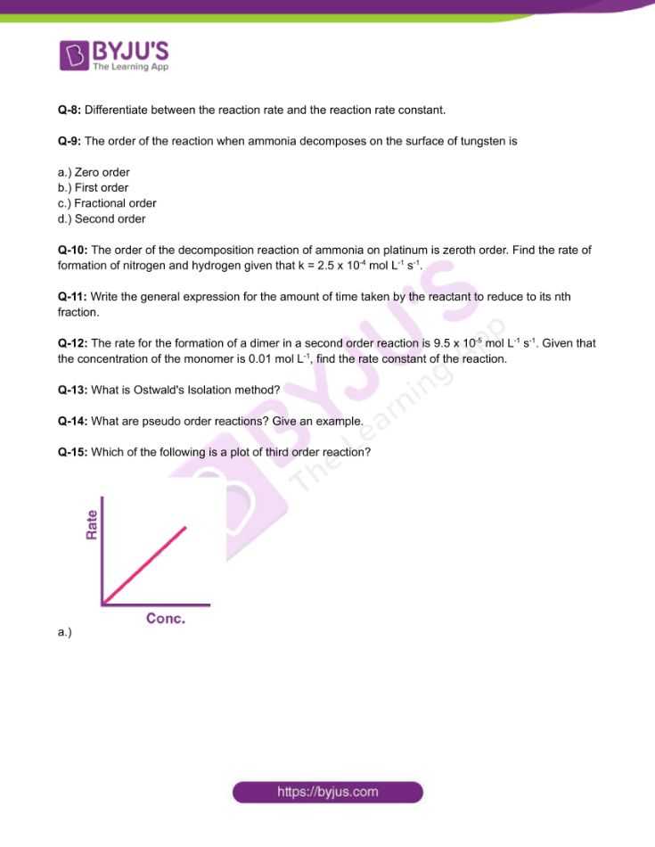 chemical kinetics exam questions with answers