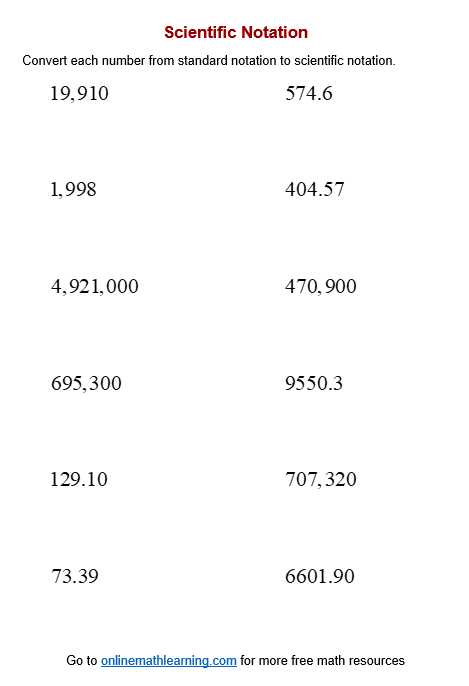 chemistry scientific notation worksheet answer key