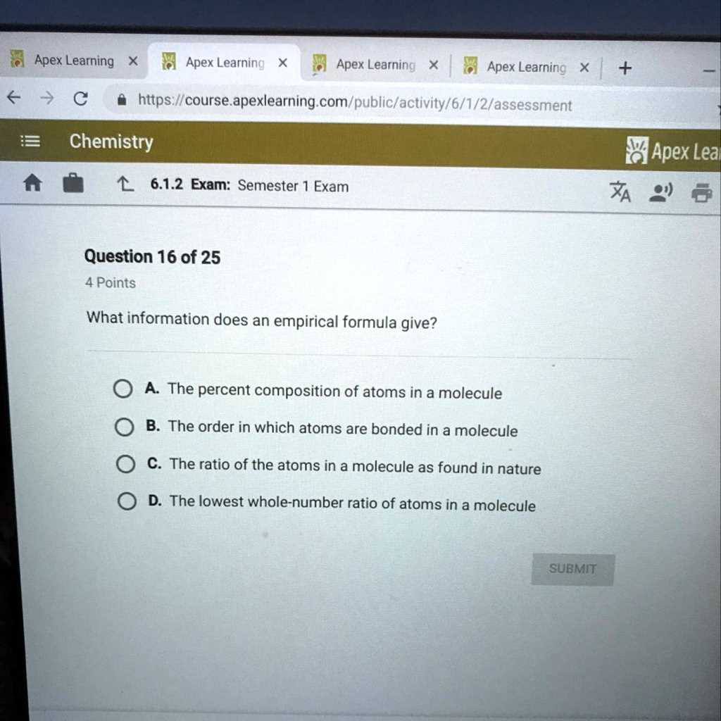 chemistry semester 1 exam answers