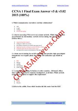 cisco ccna 1 chapter 4 exam answers