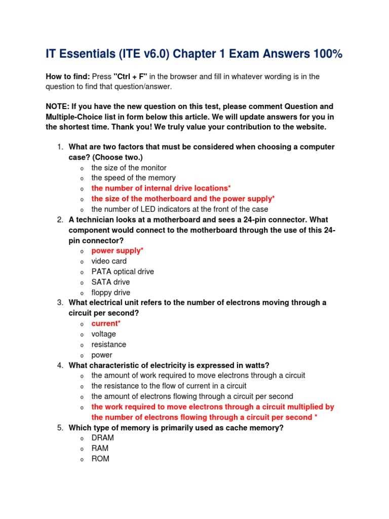 cisco it essentials chapter 1 exam answers