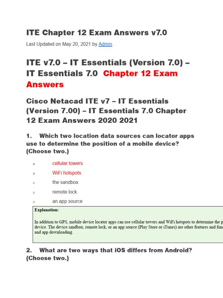 cisco it essentials chapter 11 exam answers