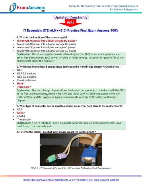 cisco it essentials chapter 7 exam answers