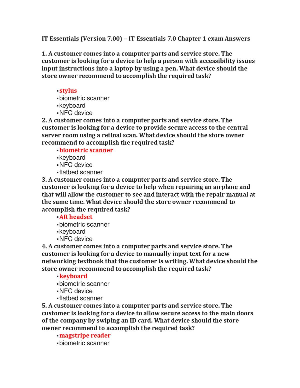 cisco ite chapter 1 exam answers