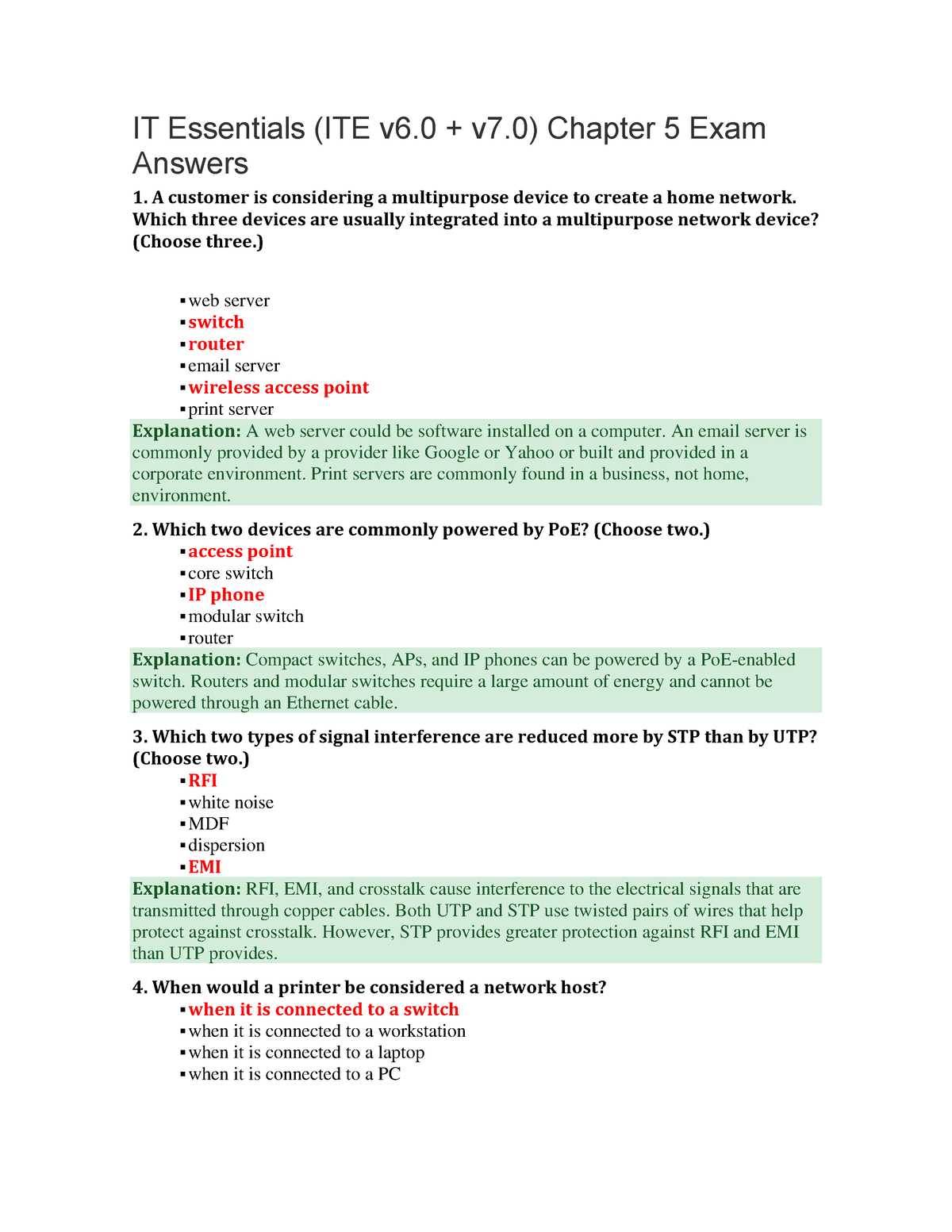 cisco ite chapter 5 exam answers