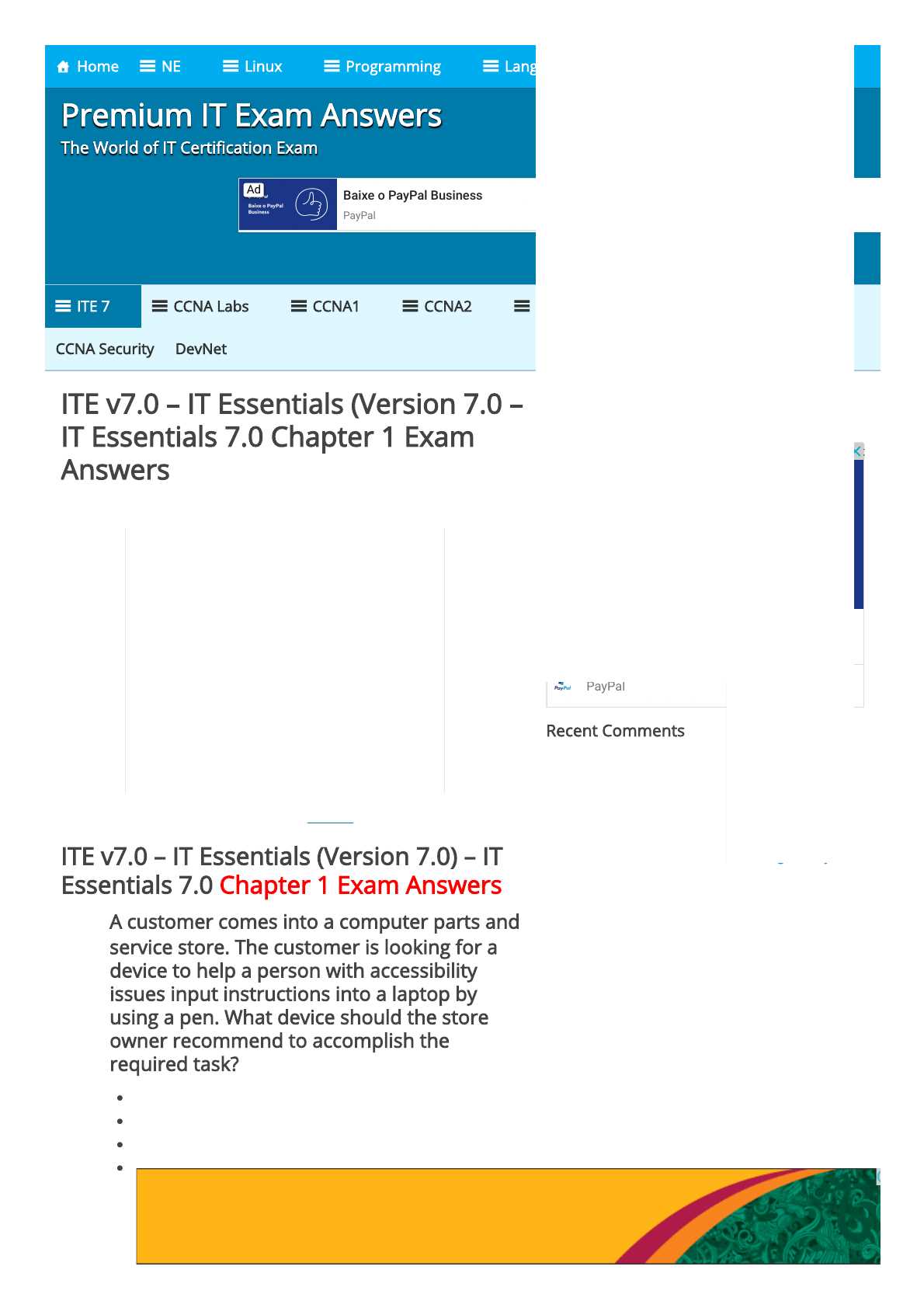 cisco ite chapter 5 exam answers