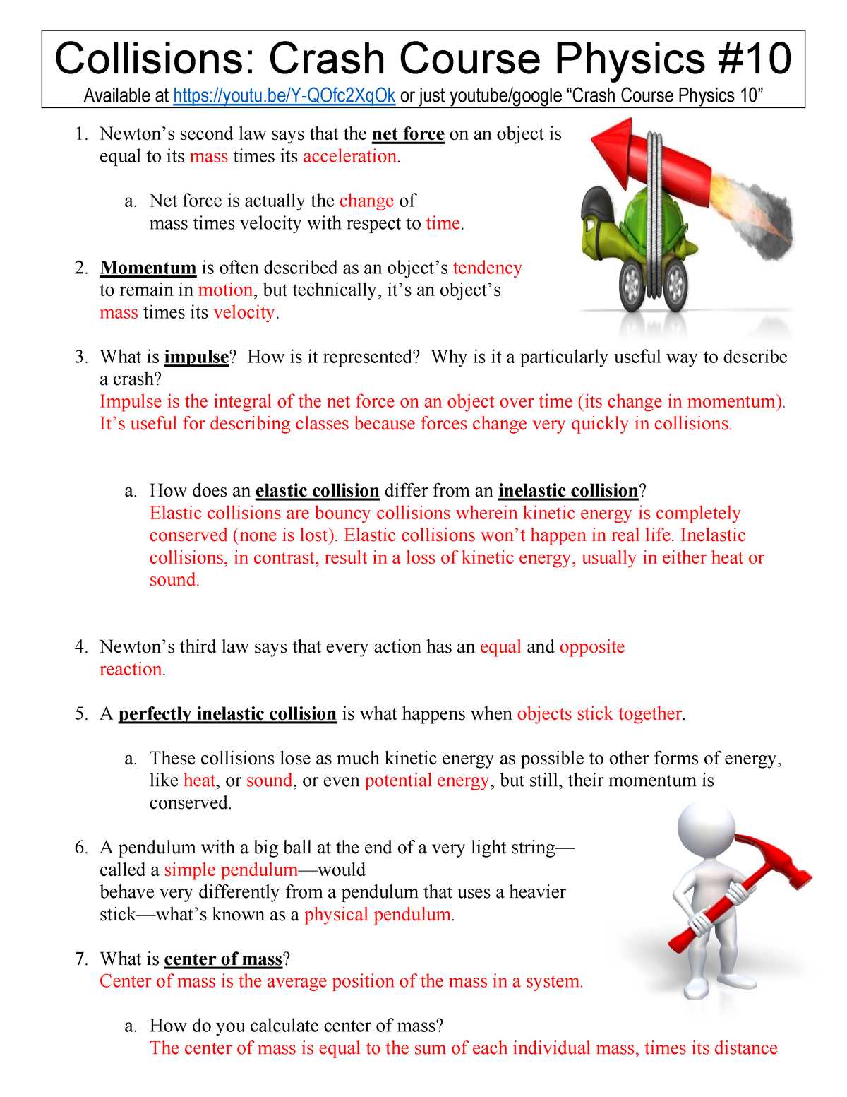 collision analysis answer key