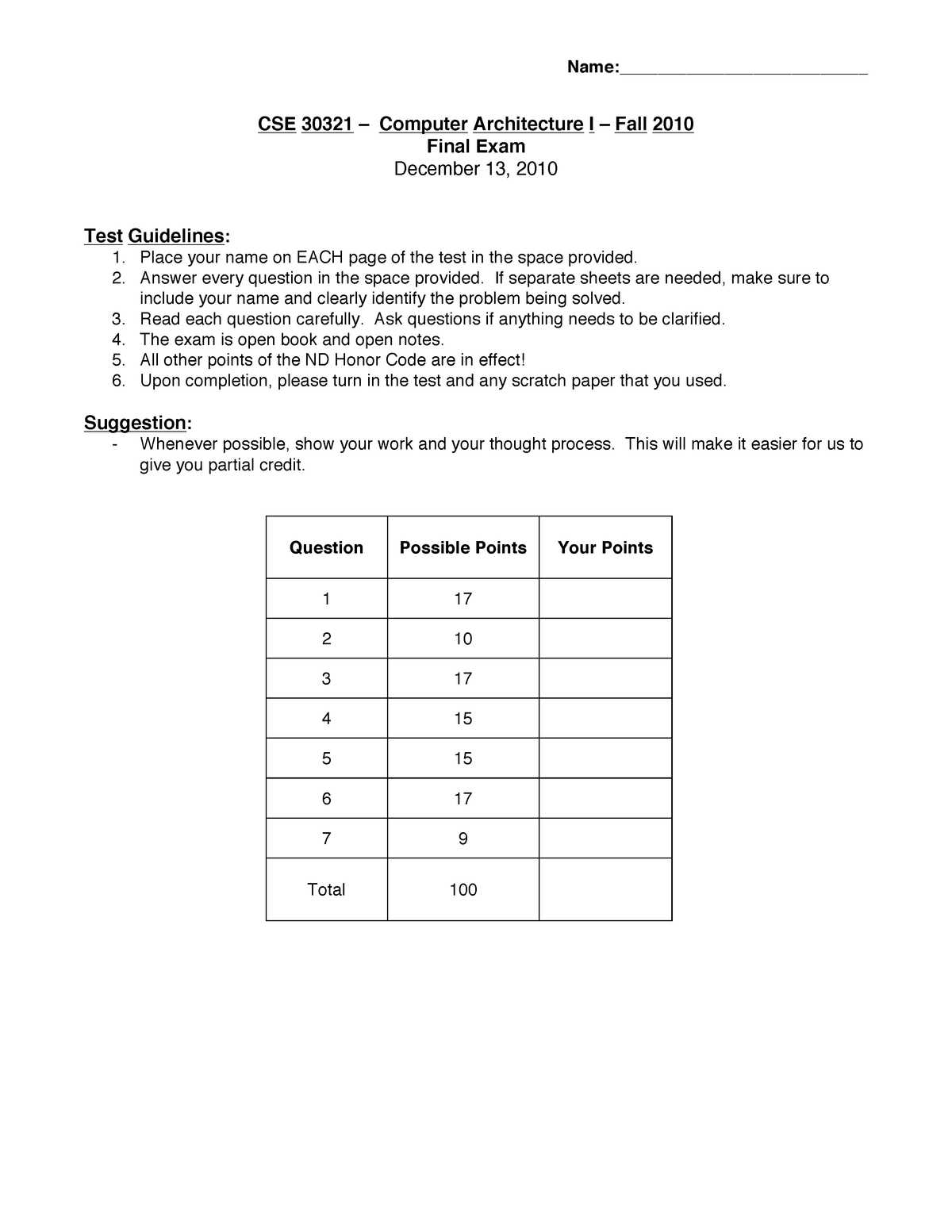 computer architecture final exam questions and answers