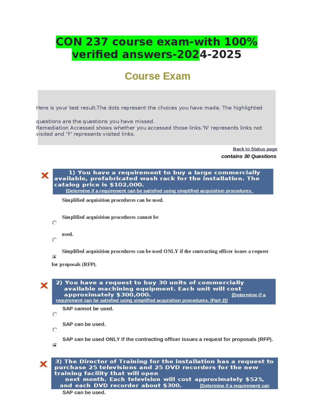 con 237 simplified acquisition procedures exam answers