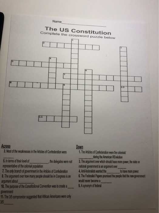 confederation to constitution crossword puzzle answers