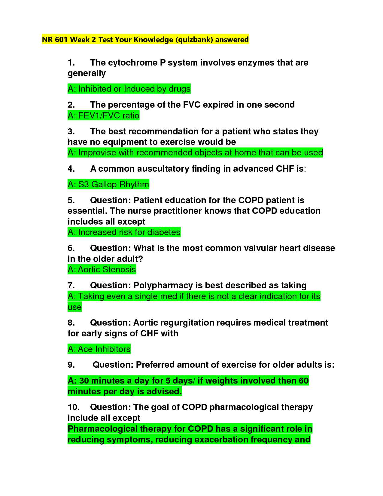 copd exam questions and answers