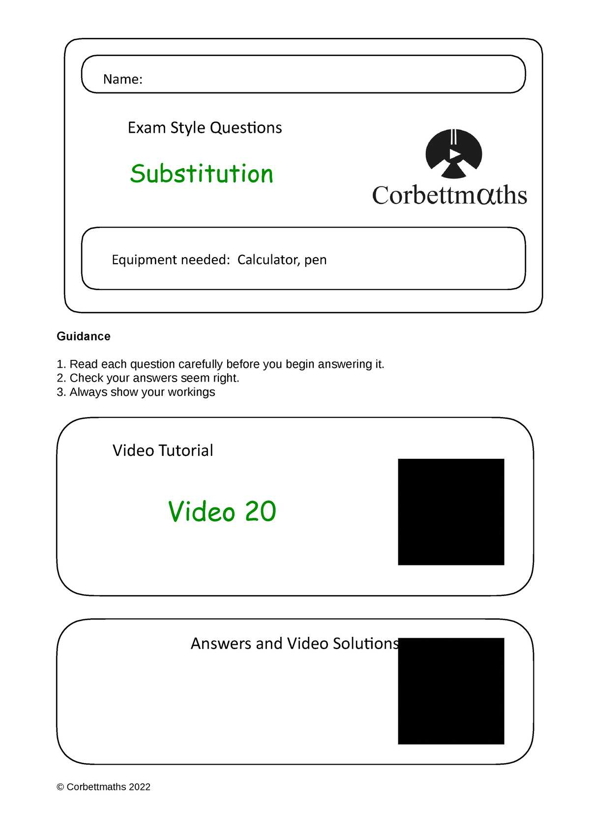 corbettmaths exam style questions answers