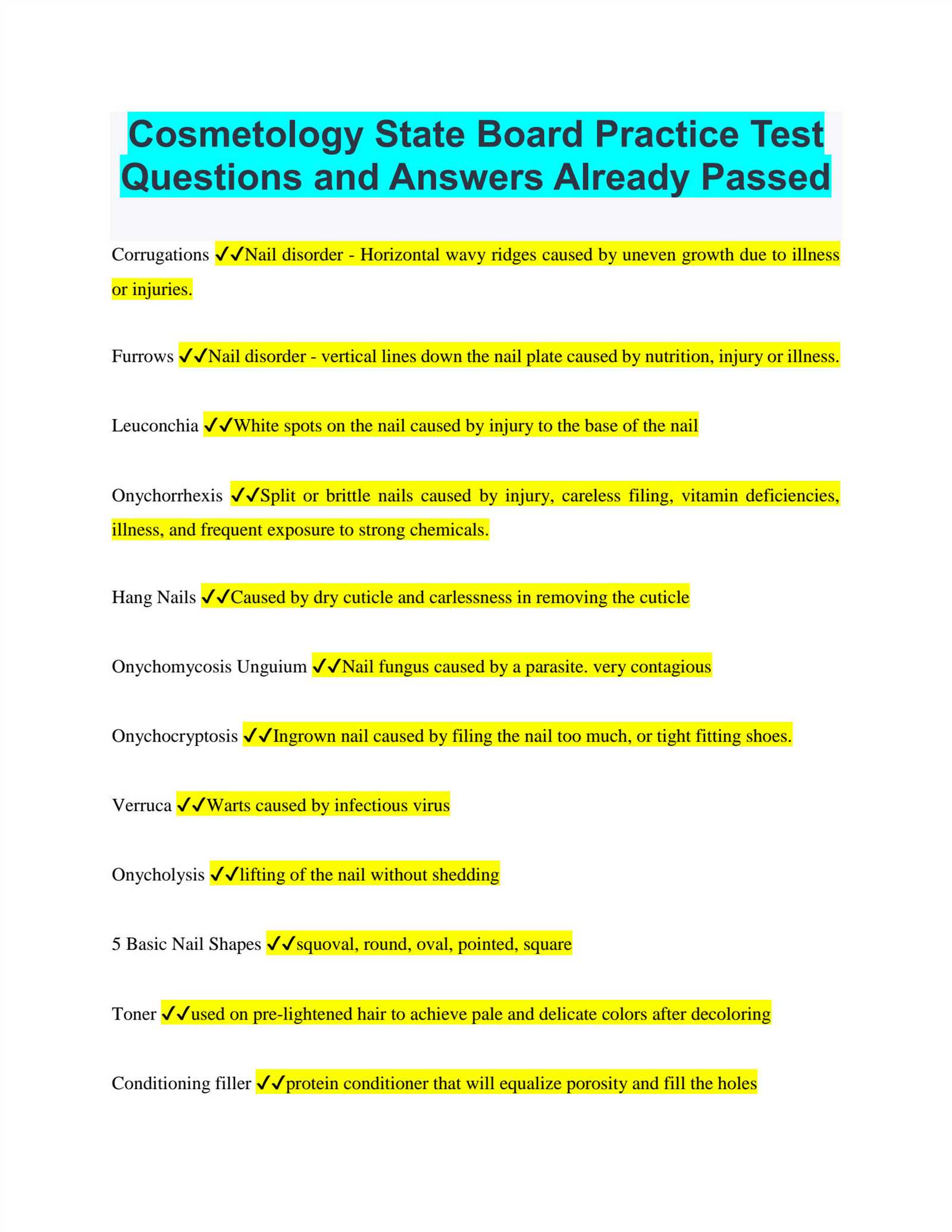 cosmetology state board practice exams