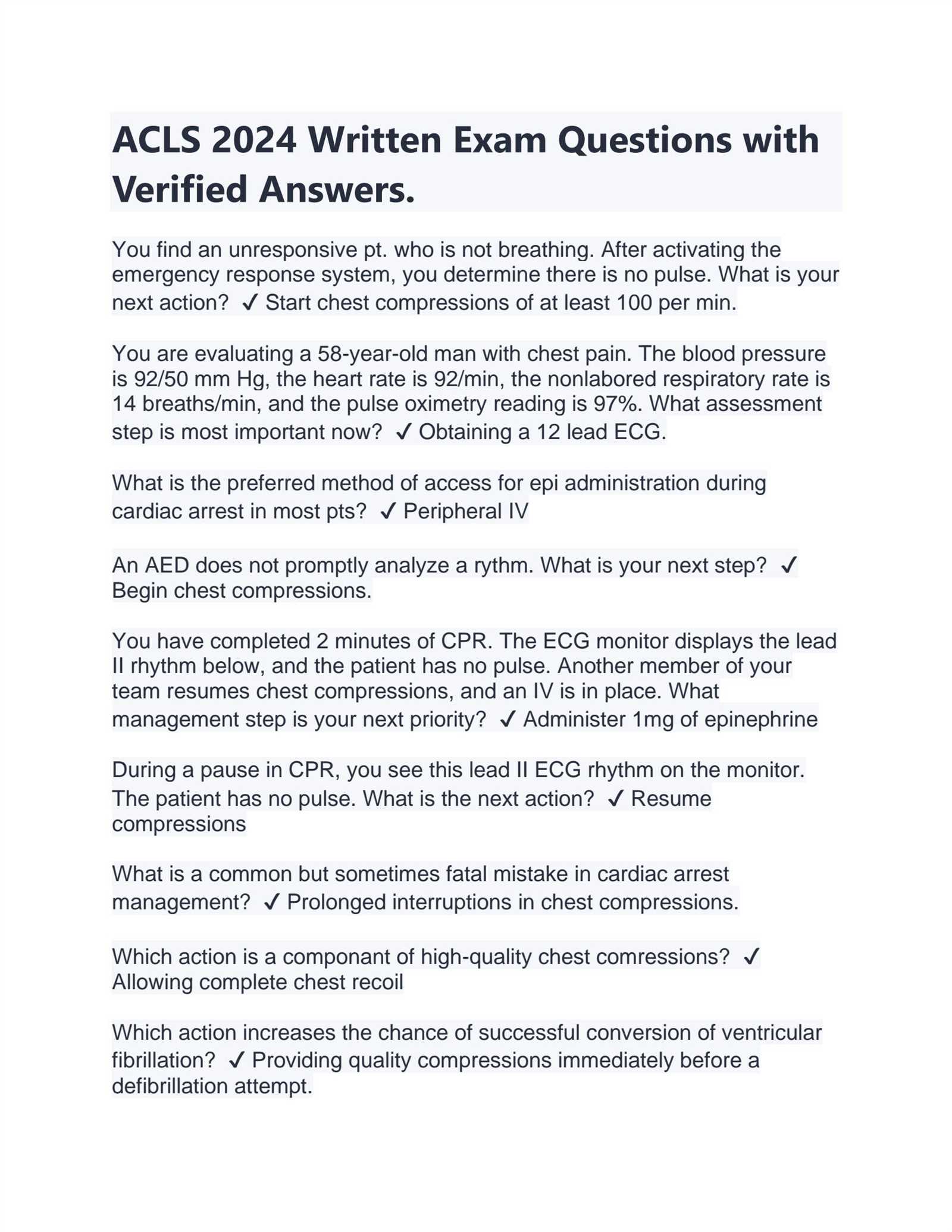 cpr written exam answers