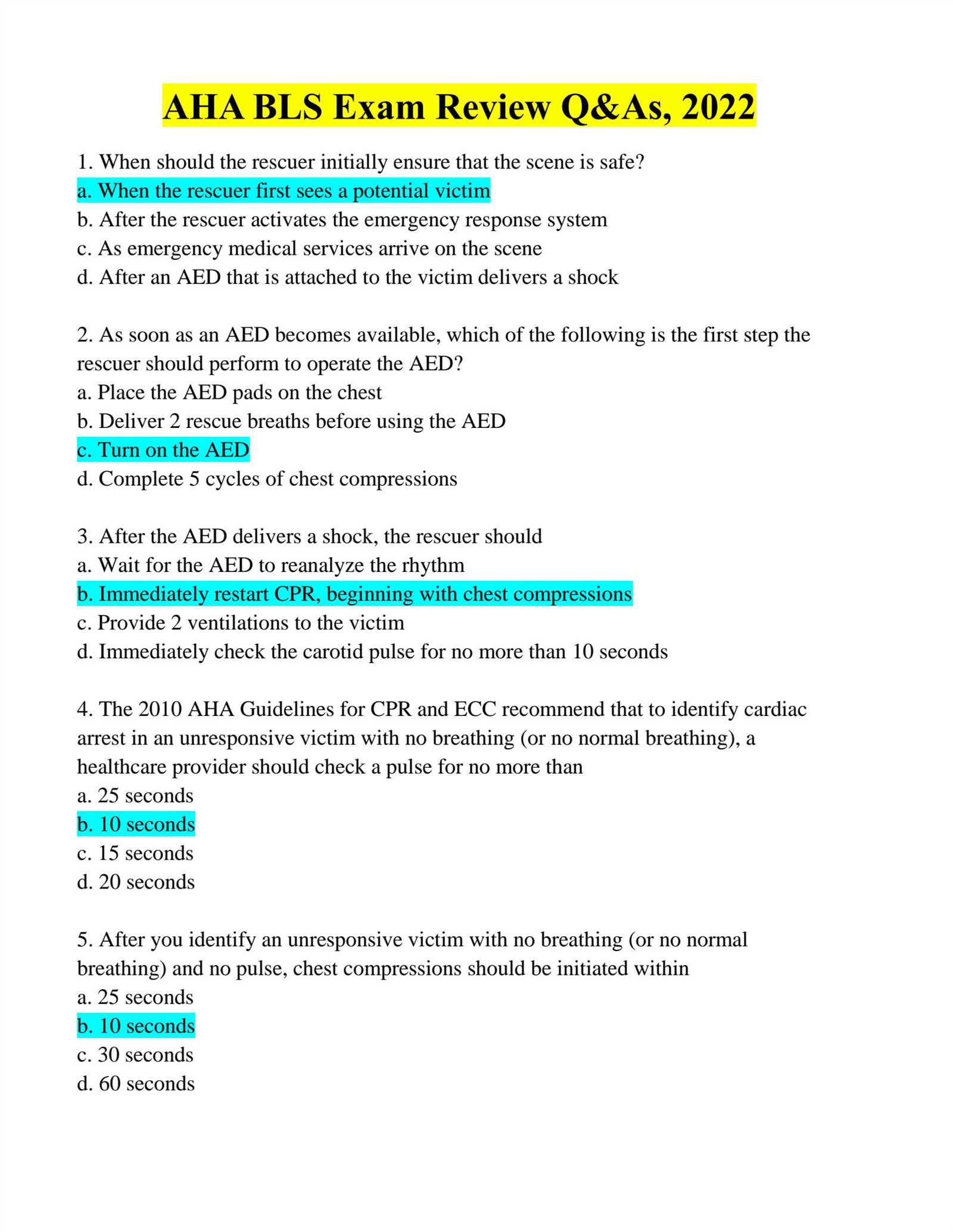 cpr written exam answers