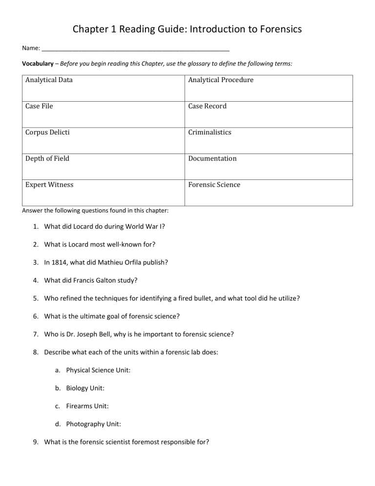 criminalistics an introduction to forensic science chapter 1 answers