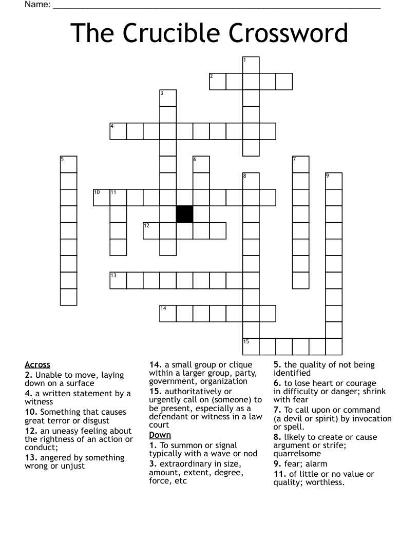 crossword the crucible answers