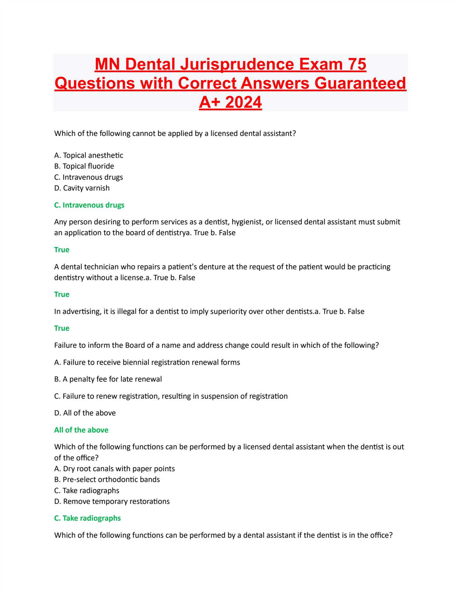 dental jurisprudence exam questions