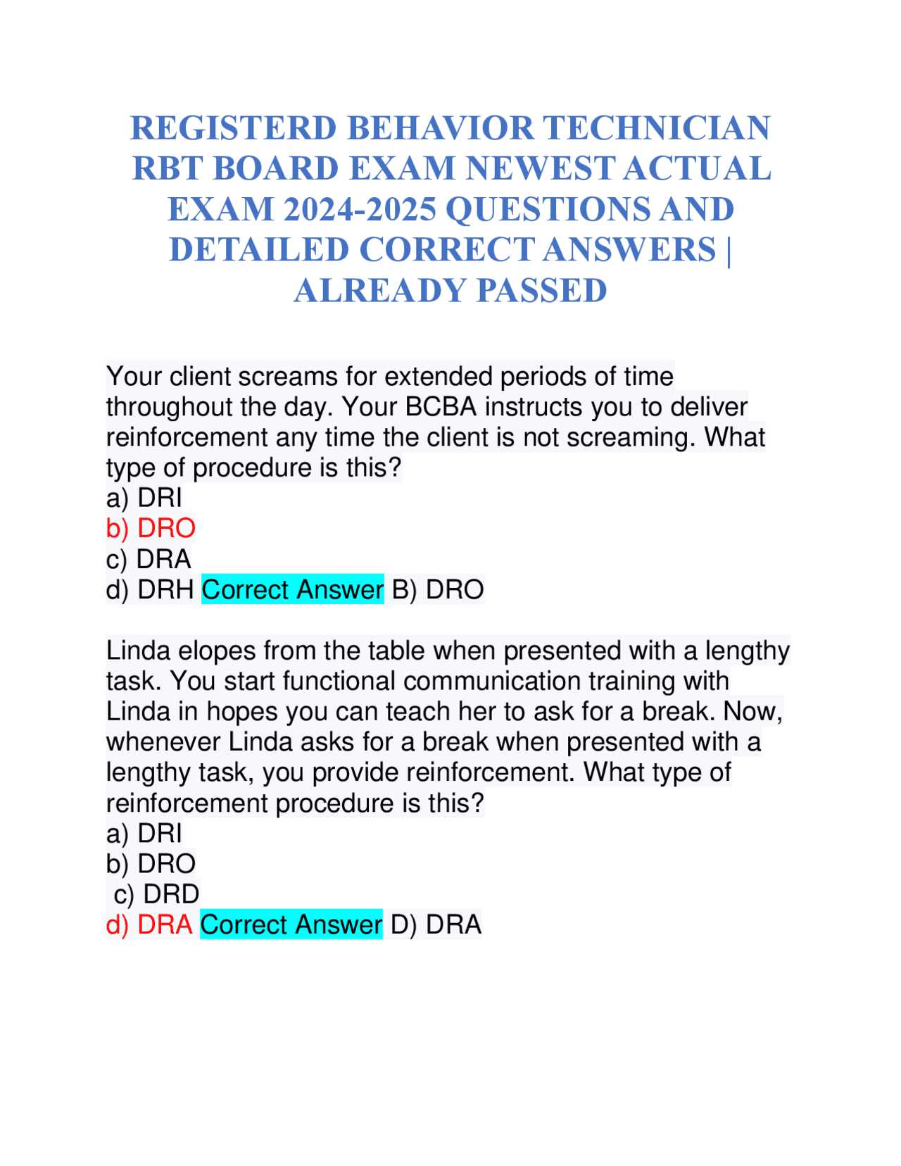 dra exam questions and answers