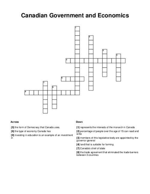 economy crossword puzzle answers